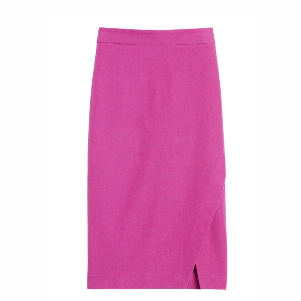 Banana Republic Bi-Stretch Wrap Front Fuchsia Midi Pencil Skirt